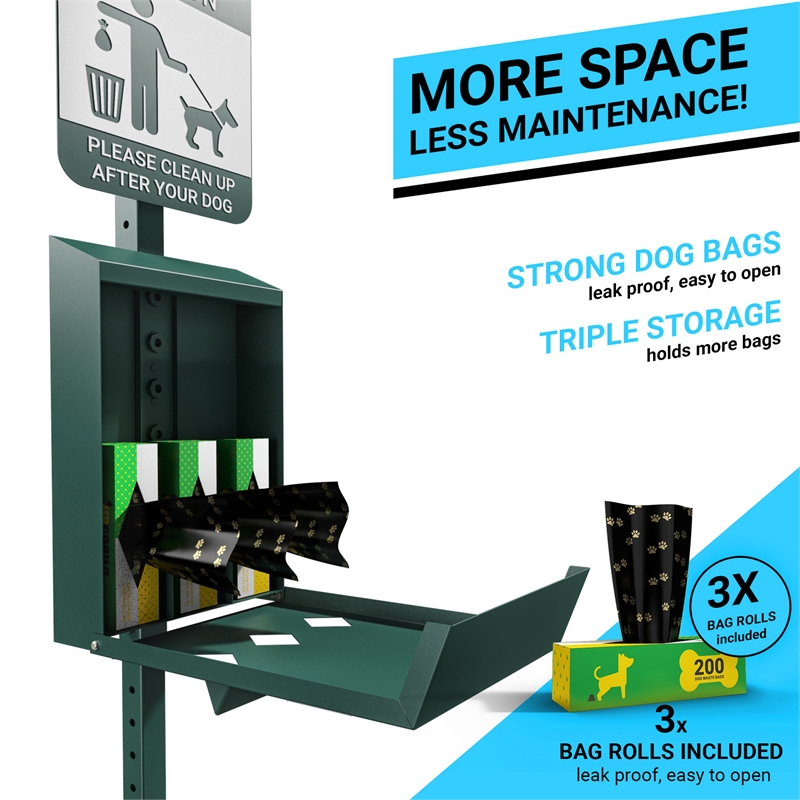 Pemberly Row Pet Waste Station with Roll Bag Dispenser and Trash Can with Lid