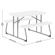 Pemberly Row Indoor/Outdoor Kids White Folding Picnic Table with Benches