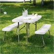 Pemberly Row Indoor/Outdoor Kids White Folding Picnic Table with Benches