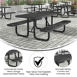 Pemberly Row 6' Rectangular Expanded Mesh Metal Outdoor Picnic Table in Black
