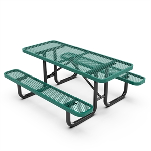 Pemberly Row 6' Rectangular Expanded Mesh Metal Outdoor Picnic Table in Green