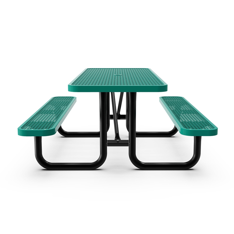 Pemberly Row 6' Rectangular Expanded Mesh Metal Outdoor Picnic Table in Green