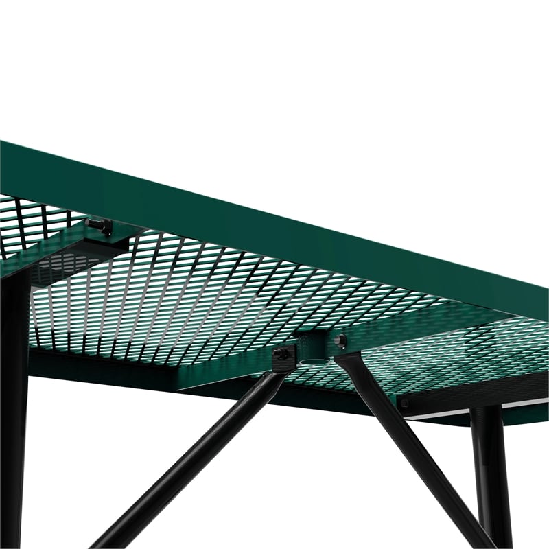 Pemberly Row 6' Rectangular Expanded Mesh Metal Outdoor Picnic Table in Green