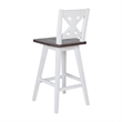 Pemberly Row 360 Swivel Wood Bar Height Stool in Antique White Wash/Gray