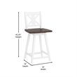 Pemberly Row 360 Swivel Wood Bar Height Stool in Antique White Wash/Gray
