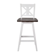 Pemberly Row 360 Swivel Wood Bar Height Stool in Antique White Wash/Gray