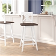 Pemberly Row 360 Swivel Wood Bar Height Stool in Antique White Wash/Gray