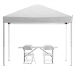 Pemberly Row 10' x 10' White Pop Up Canopy with Folding Table & 4 Chairs Bundle