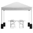 Pemberly Row 10' x 10' White Pop Up Canopy Tent and 6' Bi-Fold Table with Case