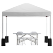 Pemberly Row 10' x 10' White Pop Up Canopy with Table and 4 Chairs Bundle