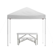 Pemberly Row 8' x 8' White Pop Up Canopy with Folding Table and Benches Set