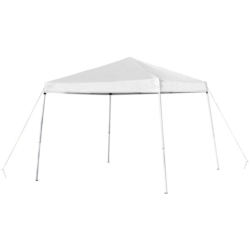 Pemberly Row 8' x 8' White Pop Up Canopy with Folding Table and Benches Set