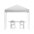 Pemberly Row 8' x 8' White Pop Up Canopy with Table and 4 Chairs Bundle