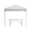 Pemberly Row 8' x 8' White Pop Up Canopy Tent and 6' Bi-Fold Table with Handle