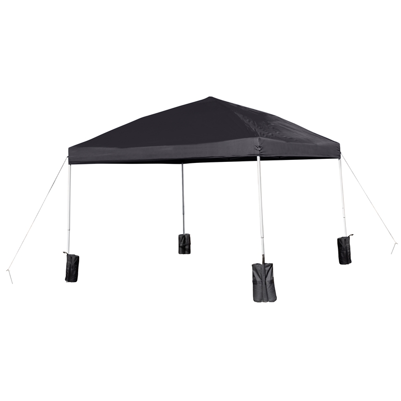 Pemberly Row 10'x10' Black Pop Up Straight Leg Canopy Tent with Sandbags & Case