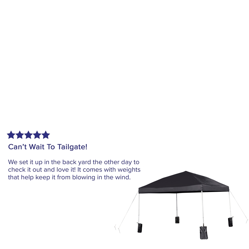 Pemberly Row 10'x10' Black Pop Up Straight Leg Canopy Tent with Sandbags & Case