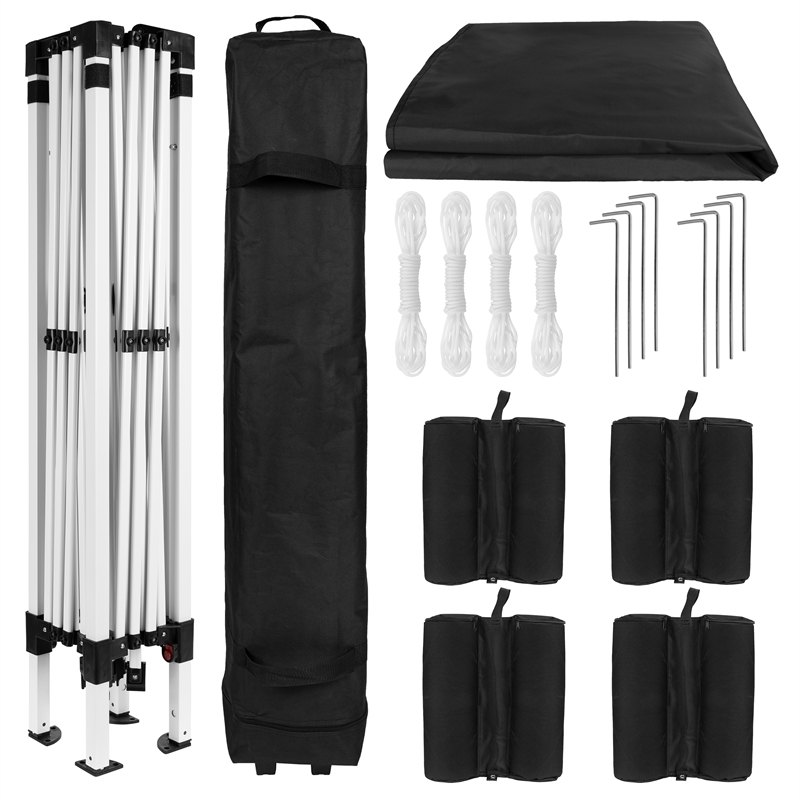 Pemberly Row 10'x10' Black Pop Up Straight Leg Canopy Tent with Sandbags & Case