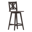 Pemberly Row 360 Swivel Wood Bar Height Stool in Gray Wash Walnut