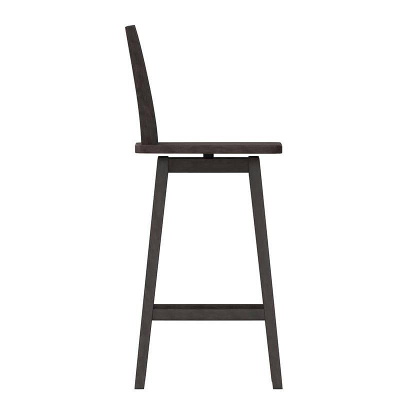 Pemberly Row 360 Swivel Wood Bar Height Stool in Gray Wash Walnut