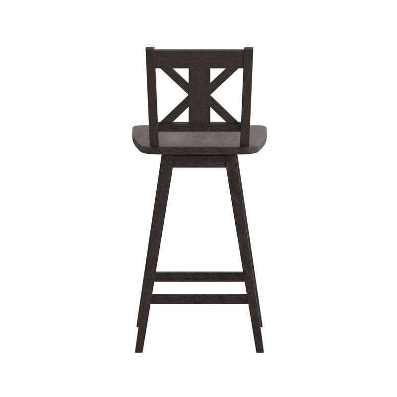 Pemberly Row 360 Swivel Wood Bar Height Stool in Gray Wash Walnut