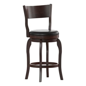 Pemberly Row Espresso and Black Wooden Swivel Counter Stools