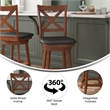 Pemberly Row Wooden Swivel Counter Stools in Antique Oak/Black