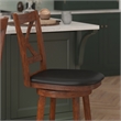 Pemberly Row Wooden Swivel Counter Stools in Antique Oak/Black