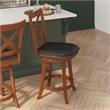 Pemberly Row Wooden Swivel Counter Stools in Antique Oak/Black