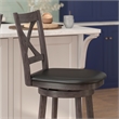Pemberly Row Wooden Swivel Bar Stools in Gray Wash Walnut/Black