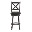 Pemberly Row Wooden Swivel Bar Stools in Gray Wash Walnut/Black