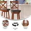 Pemberly Row Crossback Wooden Swivel Bar Stools in Antique Oak/Black