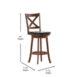 Pemberly Row Crossback Wooden Swivel Bar Stools in Antique Oak/Black