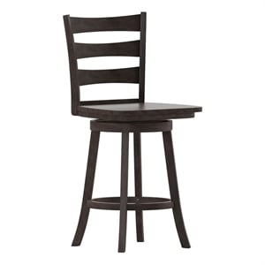 Pemberly Row Wooden Swivel Counter Height Stool in Gray Wash Walnut