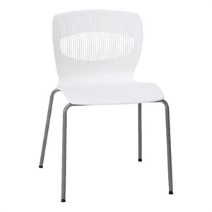 Pemberly Row 770 LB Capacity Plastic Stack Chair with Lumbar Support in White