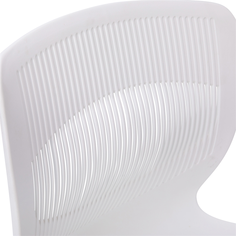 Pemberly Row 770 LB Capacity Plastic Stack Chair with Lumbar Support in White