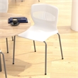 Pemberly Row 770 LB Capacity Plastic Stack Chair with Lumbar Support in White