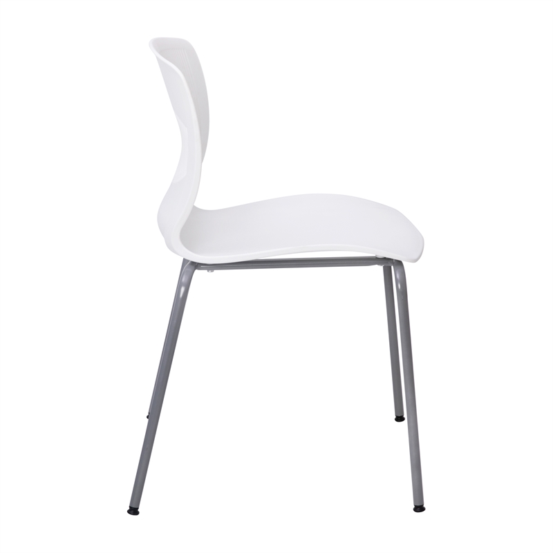 Pemberly Row 770 LB Capacity Plastic Stack Chair with Lumbar Support in White