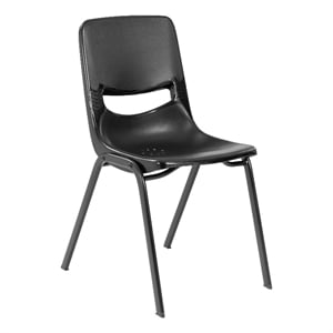 Pemberly Row Ergonomic Heavy-Duty Flex Comfort Classroom Stack Chair in Black