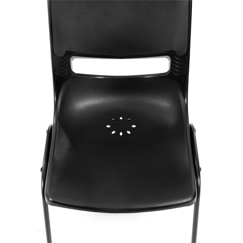 Pemberly Row Ergonomic Heavy-Duty Flex Comfort Classroom Stack Chair in Black