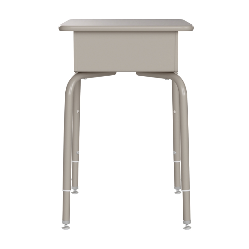 Pemberly Row Gray Granite/Silver Student Desk with Book Box and Black Chair