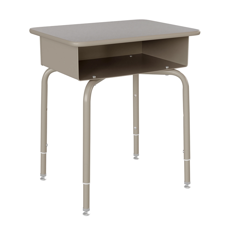 Pemberly Row Gray Granite/Silver Student Desk with Book Box and Navy Chair
