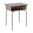 Pemberly Row Gray Granite/Silver Student Desk with Book Box and Navy Chair