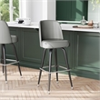 Pemberly Row Metal Bar Stool with Swivel Bucket Seat and Footrest in Gray
