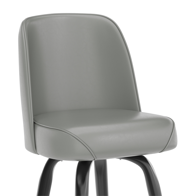 Pemberly Row Metal Bar Stool with Swivel Bucket Seat and Footrest in Gray