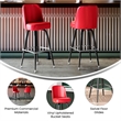Pemberly Row Metal Bar Stool with Swivel Bucket Seat and Footrest in Red