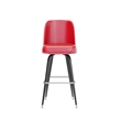 Pemberly Row Metal Bar Stool with Swivel Bucket Seat and Footrest in Red