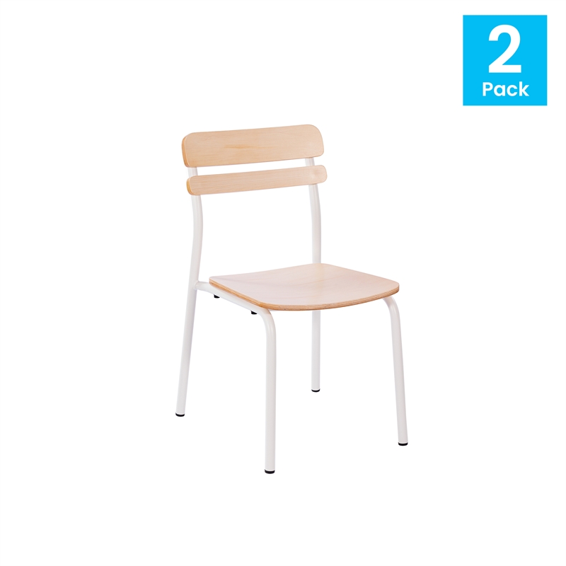Pemberly Row Set of 2 Solid Wood Dining Chairs with White Frame in Antique White