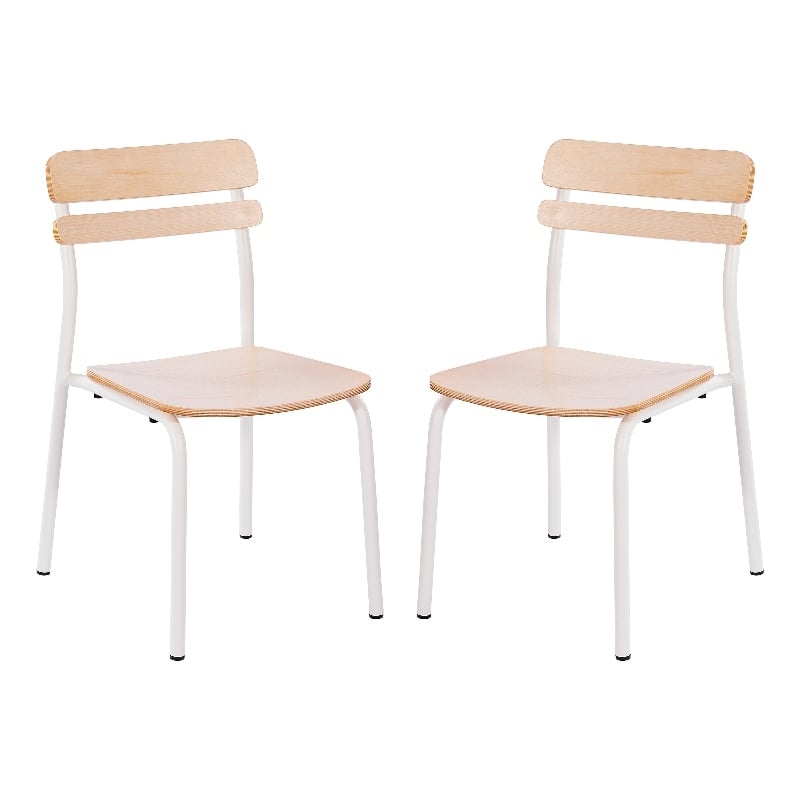 Pemberly Row Set of 2 Solid Wood Dining Chairs with White Frame in Antique White
