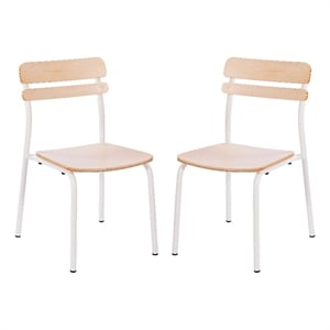 Pemberly Row Set of 2 Solid Wood Dining Chairs with White Frame in Antique White