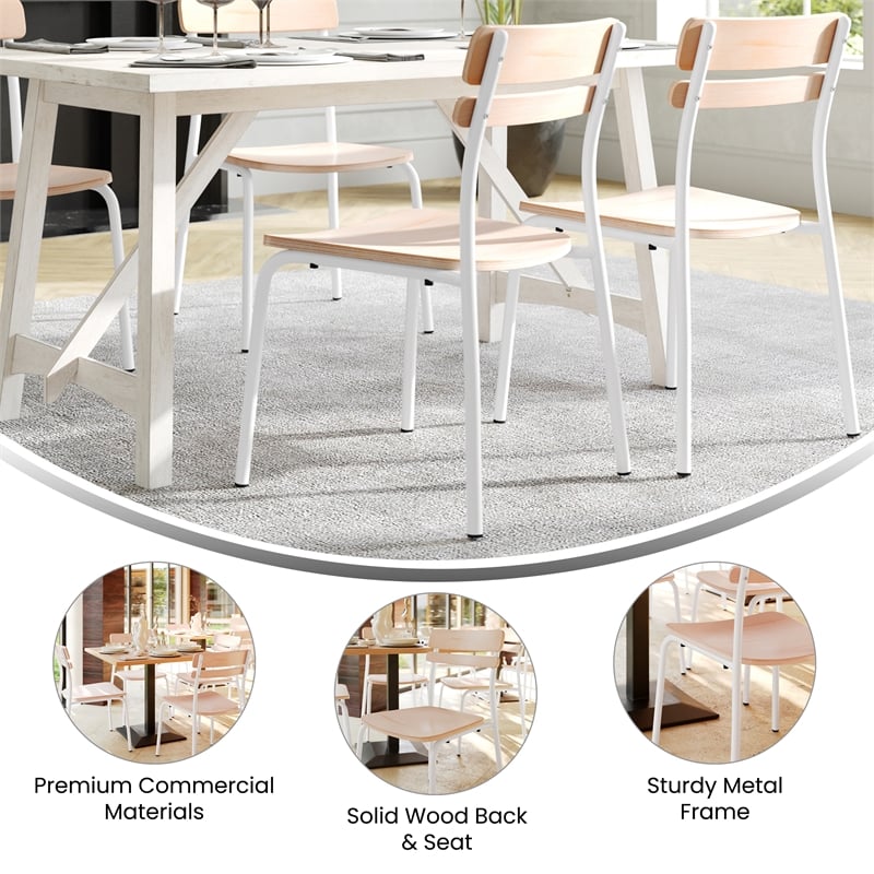 Pemberly Row Set of 2 Solid Wood Dining Chairs with White Frame in Antique White